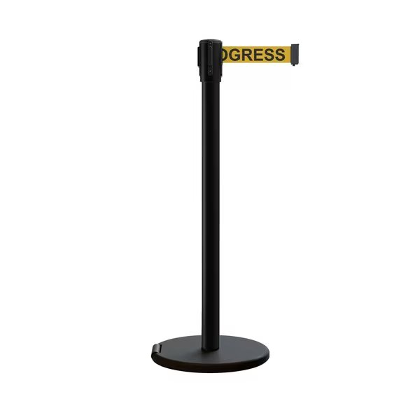 Retractable Belt Rolling Stanchion, 2ft Black Post  9ft. Clea...Belt, Montour Line, Mfr#: ME530-BK-CLEANYB-90